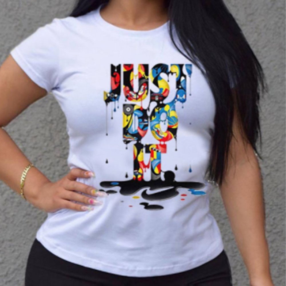 Nike Colorful Letter Print Short Sleeve T-Shirt